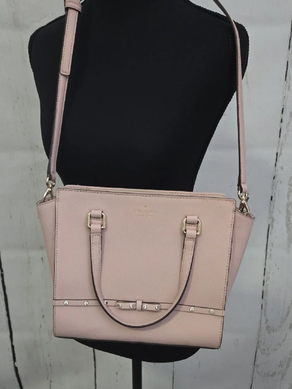 kate spade Laurel Way Jeweled Small blush pink satchel with gold hardware